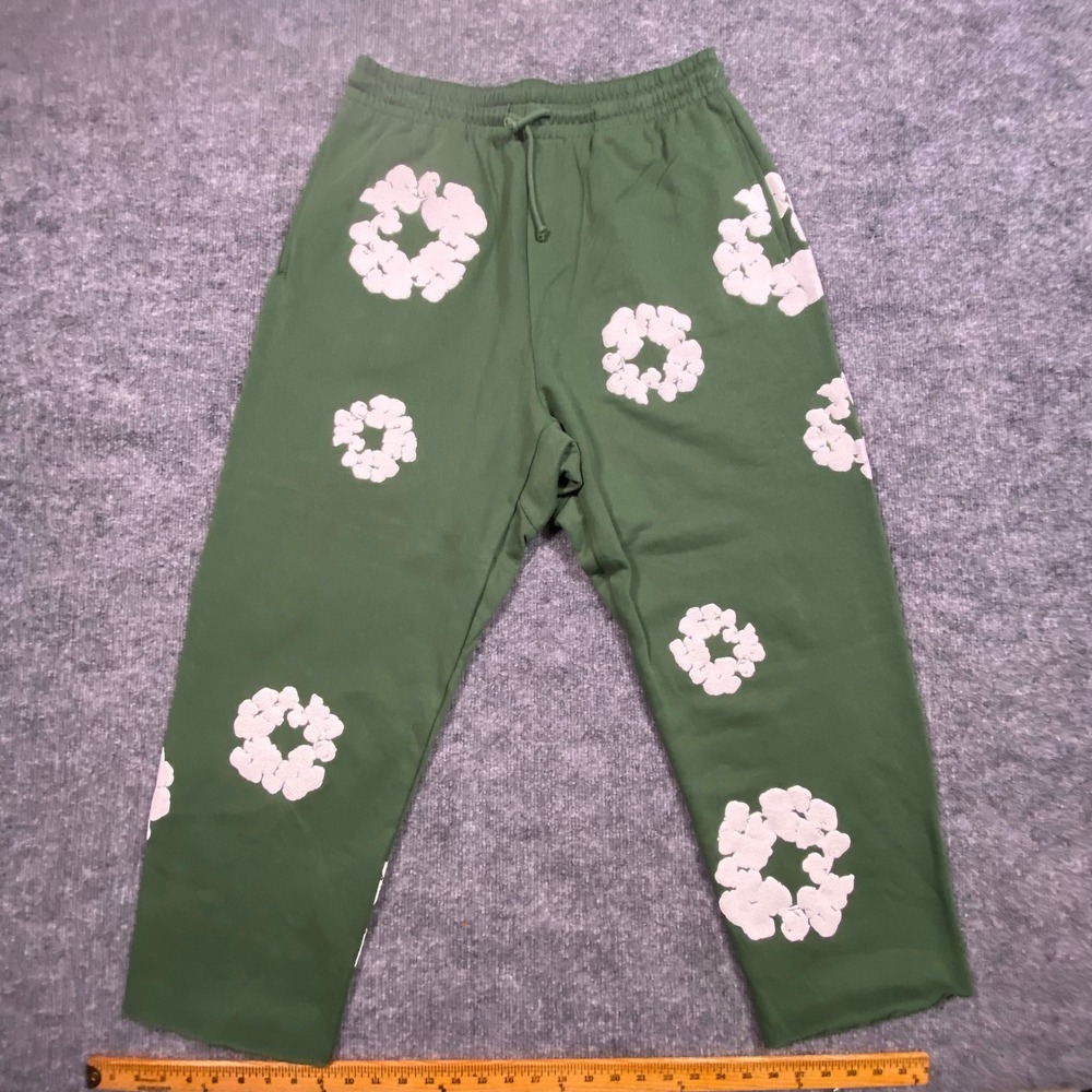 Denim Tears Green Floral Print Sweatpants Joggers Mens Size L Cutoff